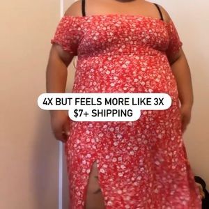 Plus size floral red dress size 4x fits more like 3x